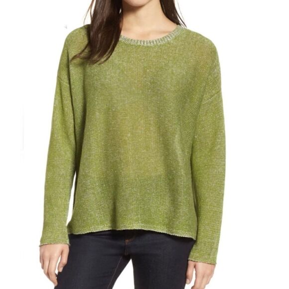 Eileen Fisher Organic Linen Sweater S Quiet Luxury Minimalist Capsule Coastal - Picture 1 of 13